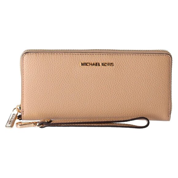 S Michael Kors Continental Wallet Wristlet Camel Beige Leather 35T7GTVE7L $298 - Picture 1 of 5
